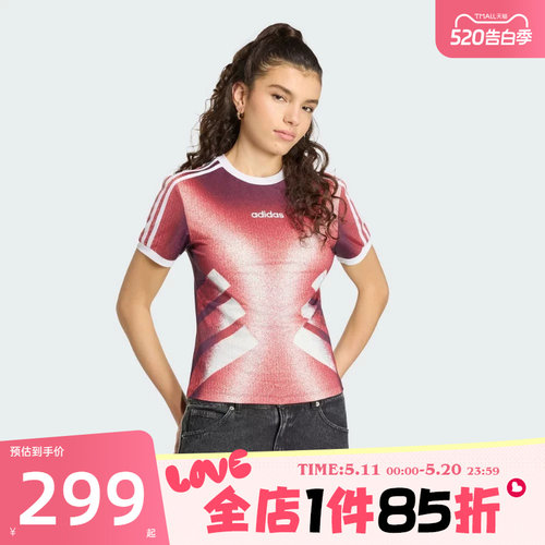 滔搏adidas阿迪达斯三叶草女子JERSEY运动休闲短袖T恤KY5178
