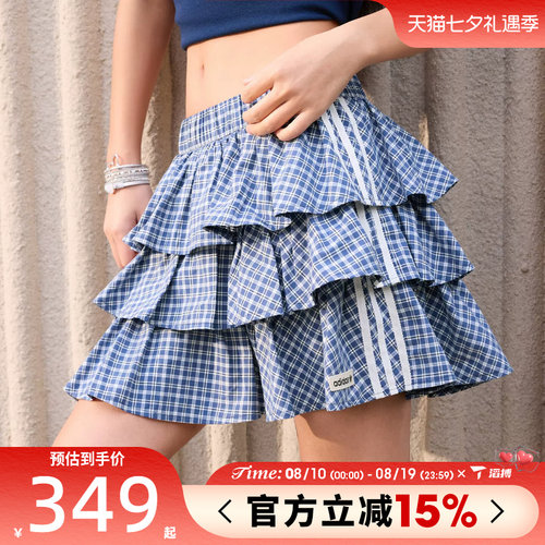滔搏adidas阿迪达斯三叶草女子PLAID SKIRT运动休闲半身裙KU9398