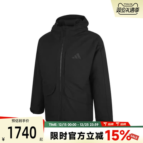 滔搏adidas阿迪达斯男子保暖连帽外套百搭运动休闲羽绒服JY4215