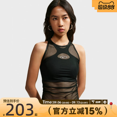 滔搏NIKE耐克女子STREET GFX SHEER T运动休闲无袖T恤IU2648-010