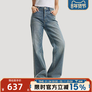 滔搏adidas阿迪达斯三叶草女子微喇裤运动休闲水洗牛仔长裤KT3173