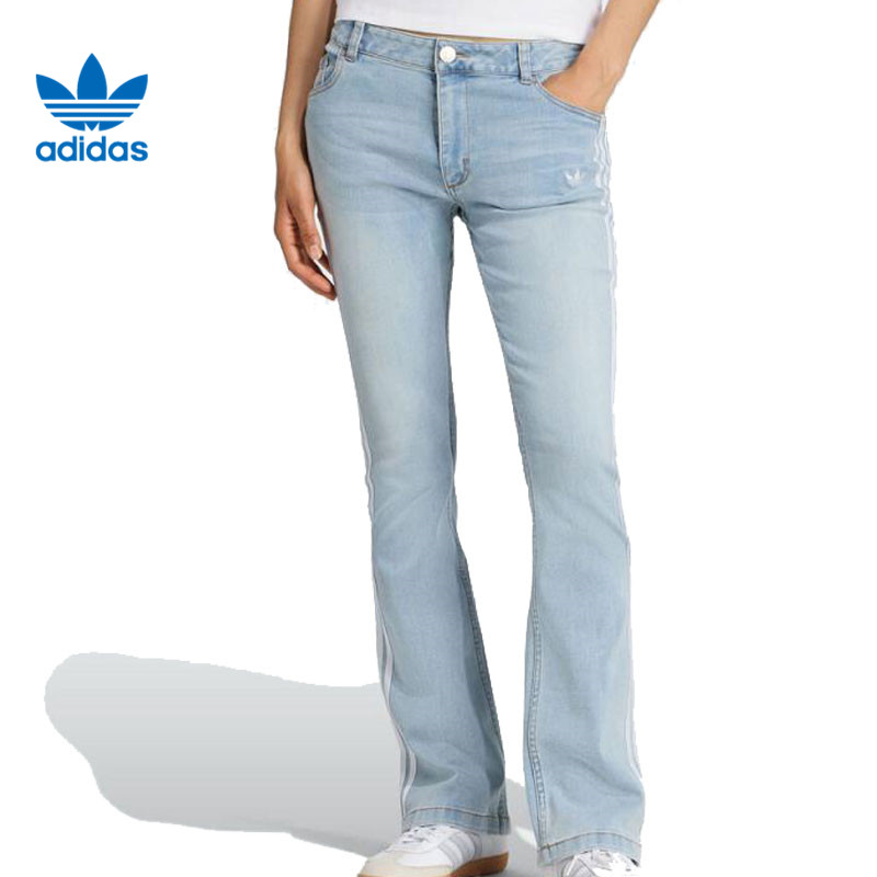 滔搏adidas阿迪达斯三叶草女子运动休闲紧身微喇牛仔长裤KE9801