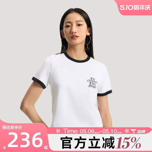 滔搏adidas阿迪达斯三叶草女子短款半截袖运动休闲短袖T恤KT3060