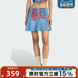 滔搏adidas阿迪达斯三叶草女子DENIM SKIRT运动休闲半身裙KC6274