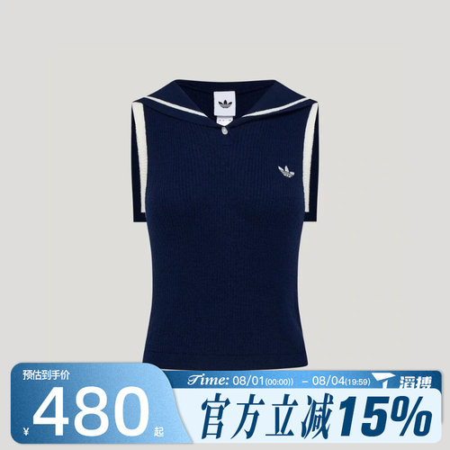 滔搏adidas阿迪达斯三叶草女度假风POLO衫运动休闲无袖T恤KX0744
