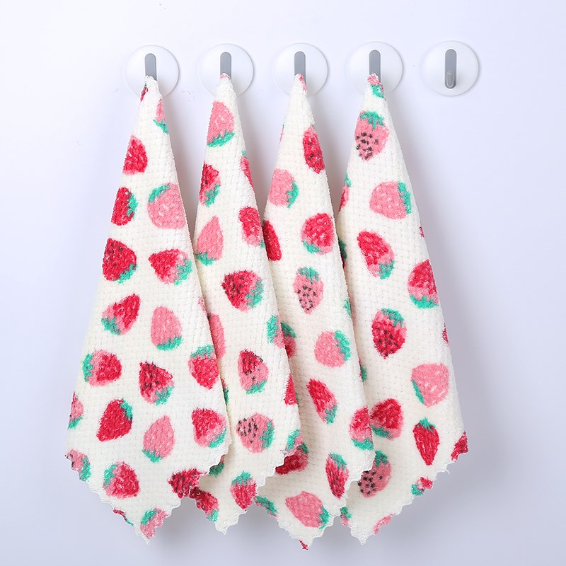 纯棉面巾小方巾儿童手帕不掉色不缩水亲肤吸水可爱草莓随身擦手巾