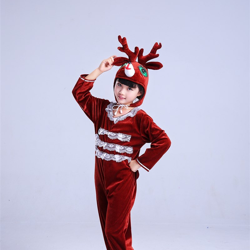 儿童小鹿动物表演服装梅花鹿服卡通麋鹿演出服舞蹈舞台六一小鹿服