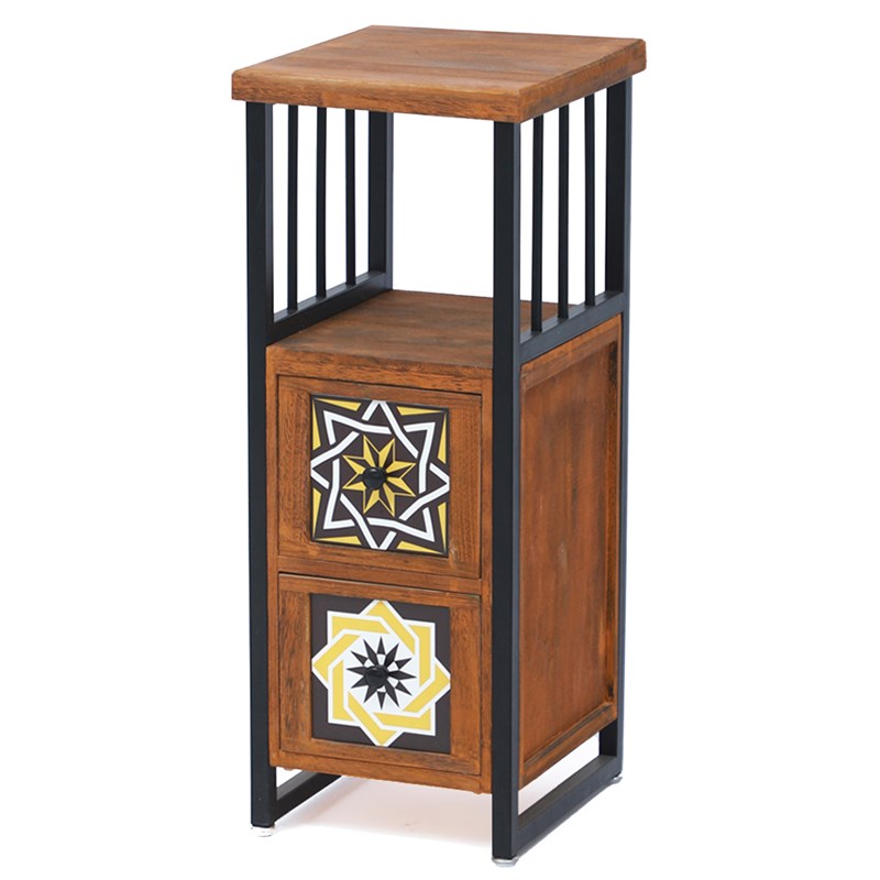 美式实木复古斗柜家用靠墙窄边柜夹缝收纳柜子置物架客厅沙发角几