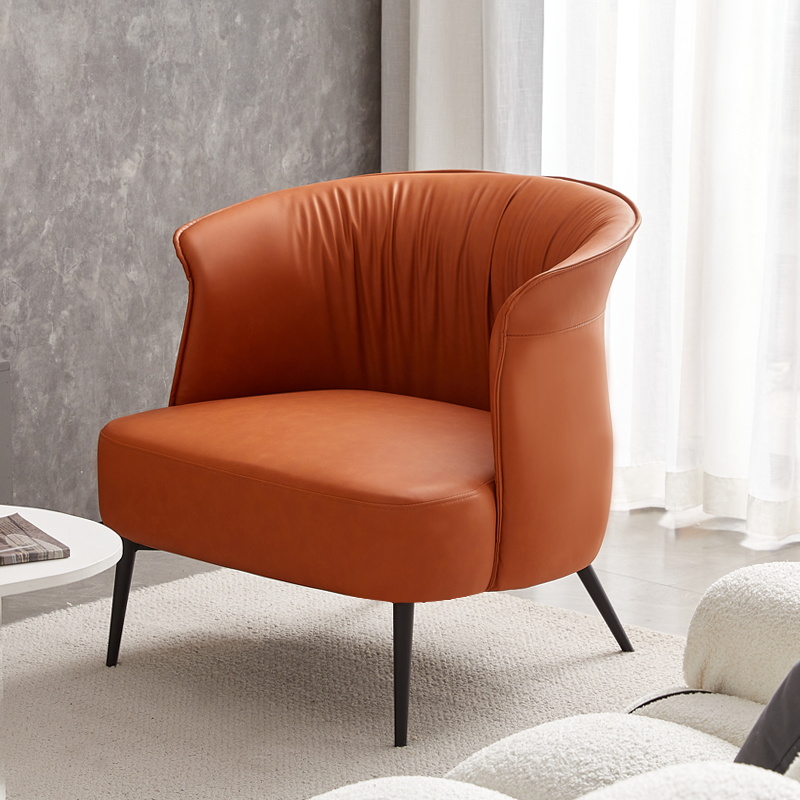 北欧休闲网红椅子单人接待会客区沙发茶几皮艺客厅阳台懒人沙发椅