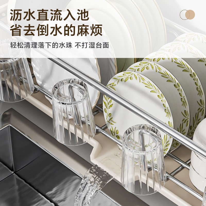 碗碟沥水架厨房窄款碗盘免安装收纳架碗架多功能筷子筒沥水盘