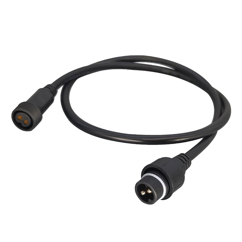 公母延长线50cm防水对接插头0.3LED电源线灯具黑色2芯电源线