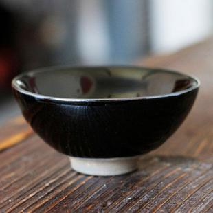 建阳建盏黑釉手工平口主人杯原矿釉茶杯主人杯陶瓷柴烧龙窑铁胎盏