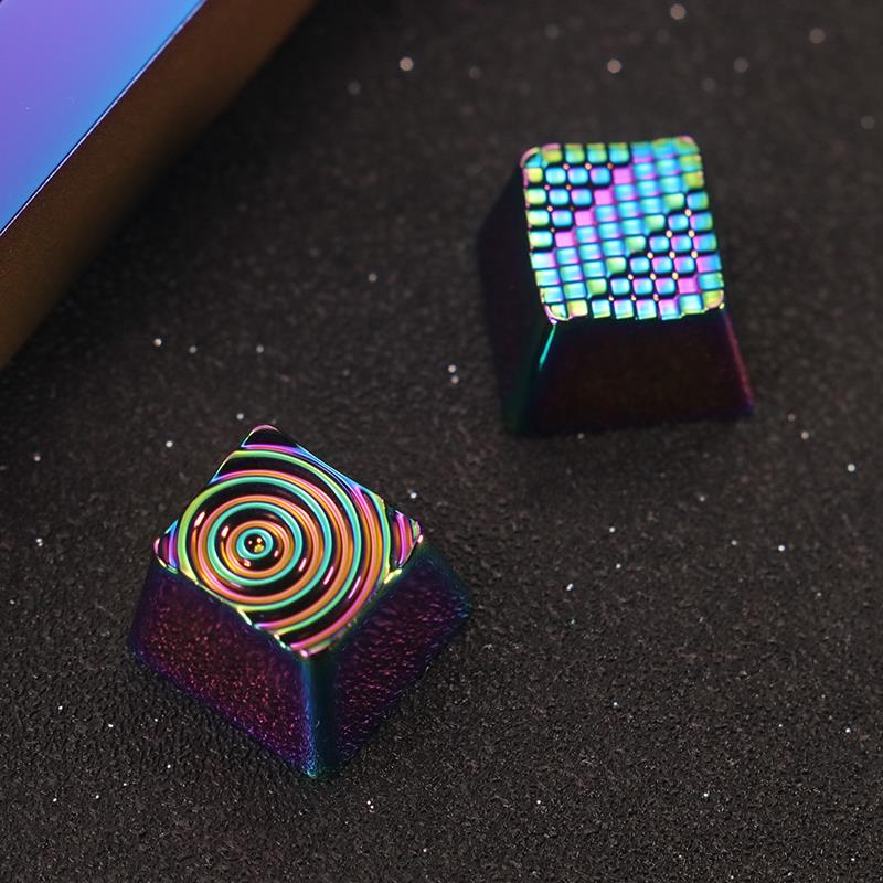 键石矩阵水滴纹艺术周边幻彩镀银色机械键盘锌铝合金属个性键帽
