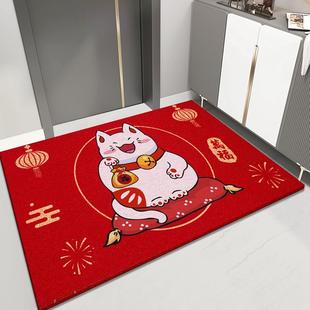 入户门地垫家用防滑耐磨脚垫红色丝圈出入平安进门垫室外门口地毯