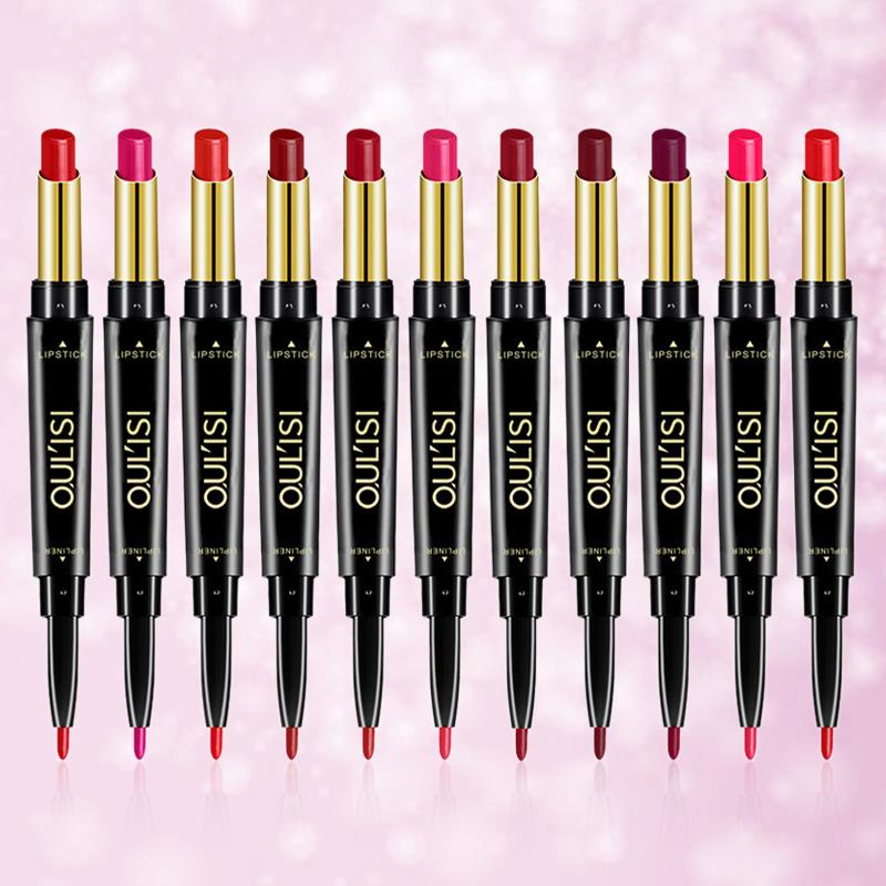 口红笔唇线笔女不易脱色双头自动防水持久正品不沾杯滋润大牌高端