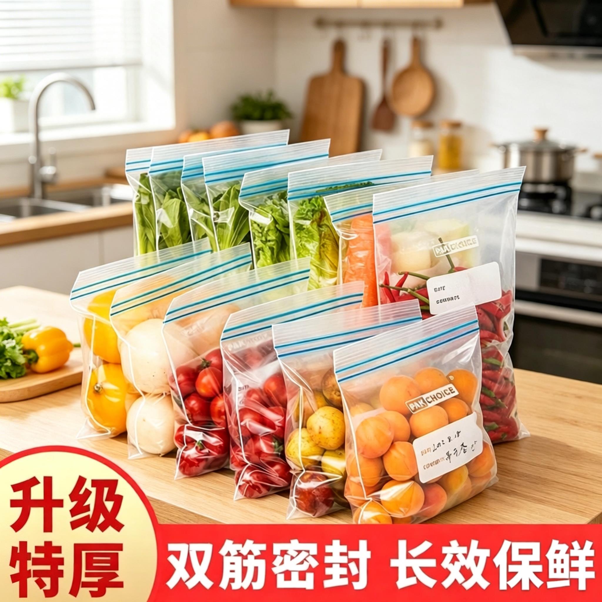 【可重复用】加厚保鲜袋食品密封袋自封袋保鲜膜冰箱冷冻wy2