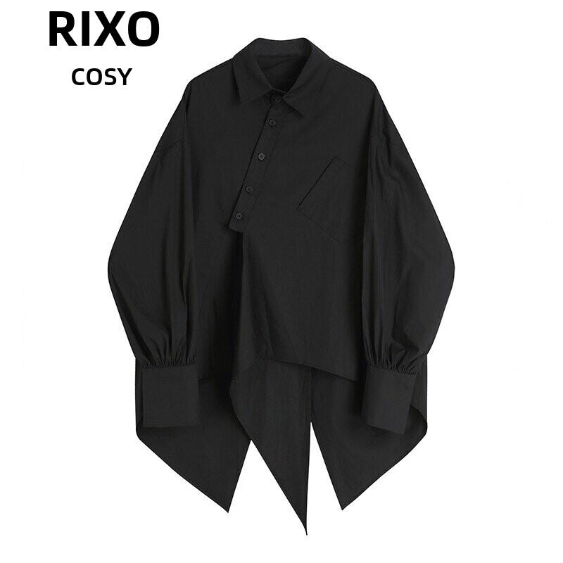 RIXO COSY不规则后背开叉衬衫女春季小众宽松显瘦气质百搭衬衫潮