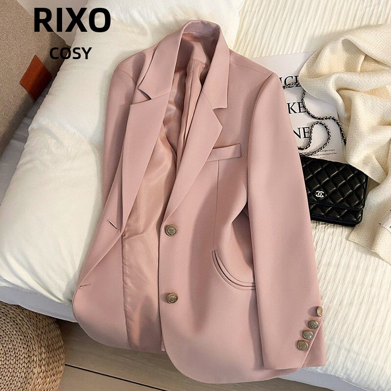 RIXO COSY春秋款粉色温柔甜美西装外套女韩版设计感简约炸街西服