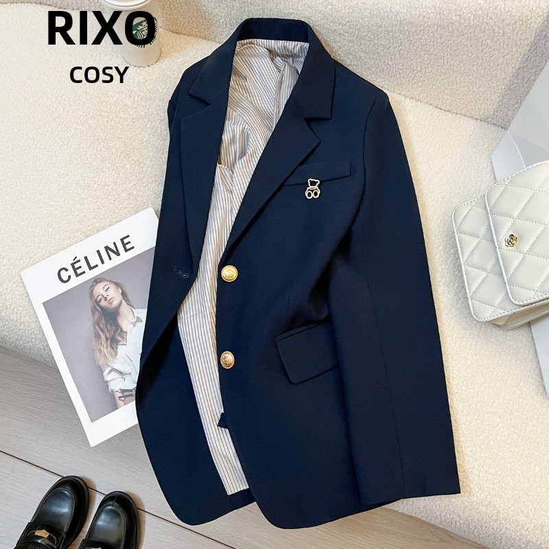 RIXO COSY宝藏蓝西装外套女春韩版显瘦休闲学院风高级感炸街西服