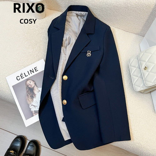 RIXO COSY宝藏蓝西装外套女春韩版显瘦休闲学院风高级感炸街西服