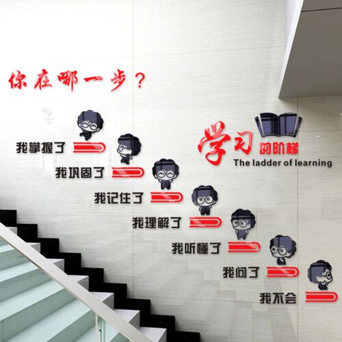 办公室楼梯墙面装饰立体亚克w力励志标语学校激励文字企业文化墙