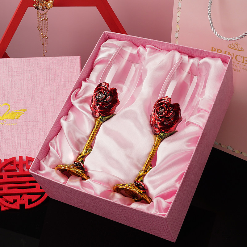 实用高档定制礼品送给新人朋友闺蜜D结婚礼物新婚纪念香槟杯子一