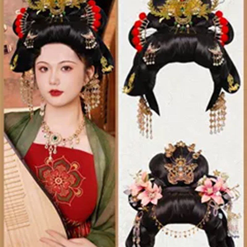 古装假发头套唐朝贵妃古代嫦v娥仙女整顶假发一体式发套发饰品配