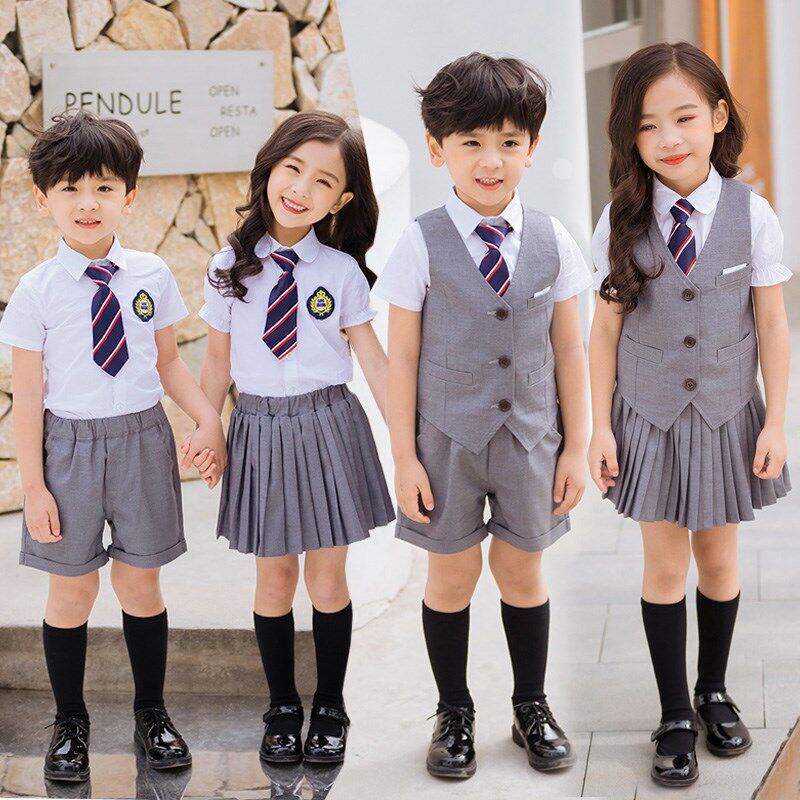 英伦学院风夏季新款幼儿园园w服马甲三件套日韩制服套装小学生班