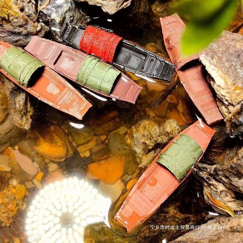 鱼缸造景小摆件j下水漂浮乌篷船假山微景观水陆缸庭院盆景书房模