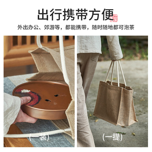 壶承茶壶托户外干泡台沥水盘 复古鎏银紫铜储水茶盘小茶台家用中式