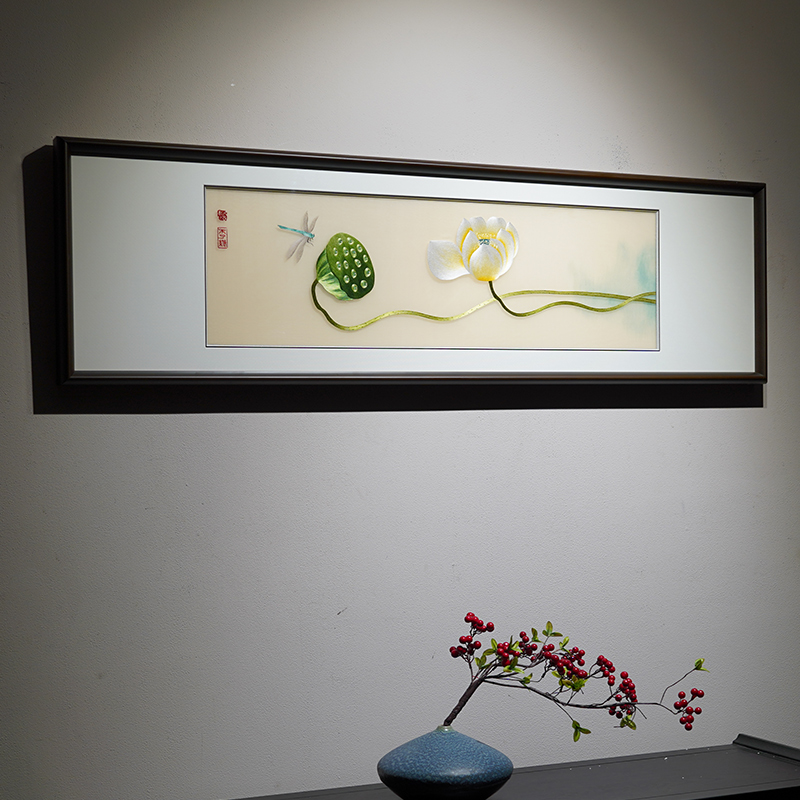 客厅沙发背景墙装饰画高端轻奢纯手工刺绣艺术家苏绣中式成品挂画