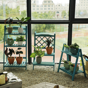 小花架阳台置物架落地式植物摆放架室内多层养花架子实木多肉花架