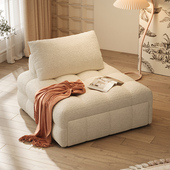 日式 奶油风泡芙羊羔绒布艺功能沙发床小户型单人可折叠两用豆腐块