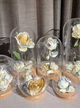 干花保存瓶软木塞收藏盒鲜景观展示摆件小王子玫瑰花束diy玻璃罩