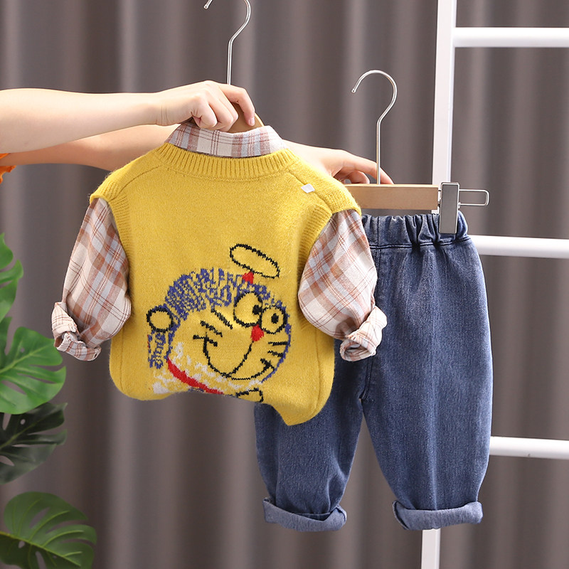 婴儿秋套装装男0一1岁半宝宝三件套2小童3儿童装男童衣服超洋气潮