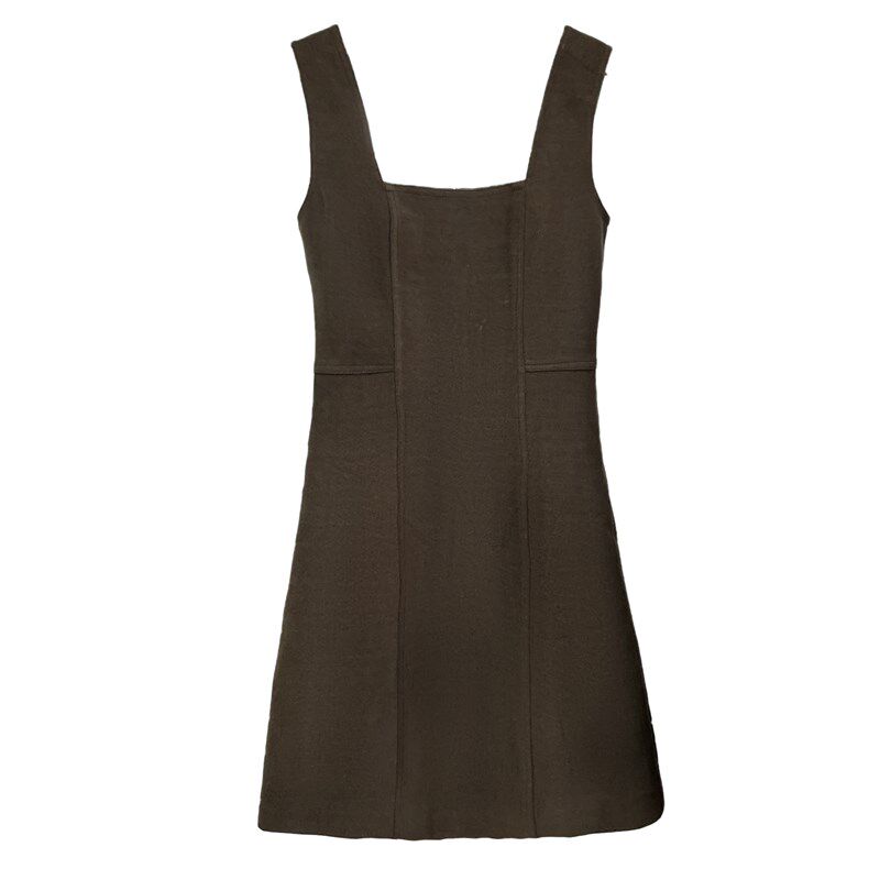 毛呢吊带连衣裙2024秋冬新款法式气质设计显瘦内搭加厚a字背心裙