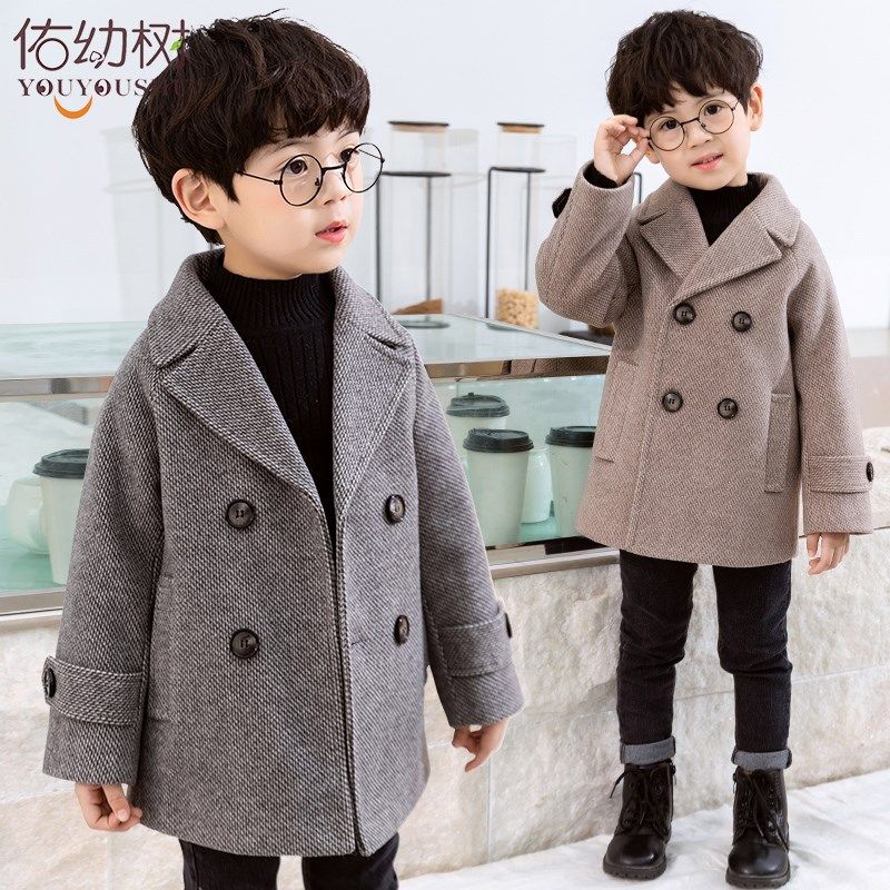 男童呢子大衣毛呢外套2023秋冬新款童装儿童宝宝洋气加厚小西装潮