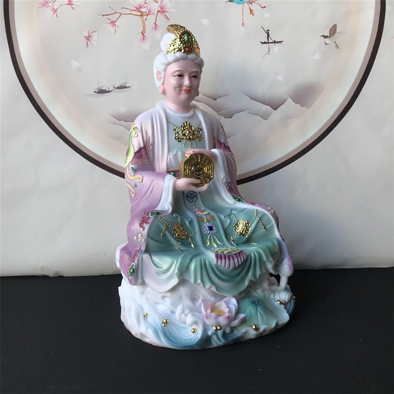 新款仿白瓷无生老母像体真身凤冠无极老母梨山骊山老母佛像摆件