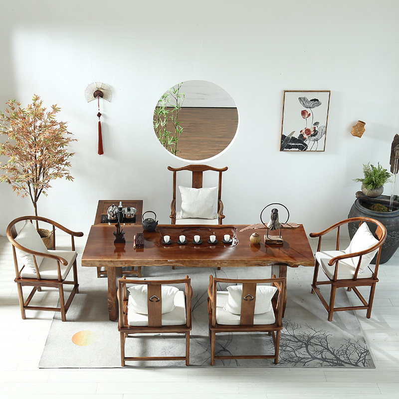 实木茶桌椅组合家用客厅禅意功夫茶台办公室原木新中式大板喝茶桌,商业/办公家具,茶几,淘宝优惠券,粉丝福利购,淘宝优惠卷