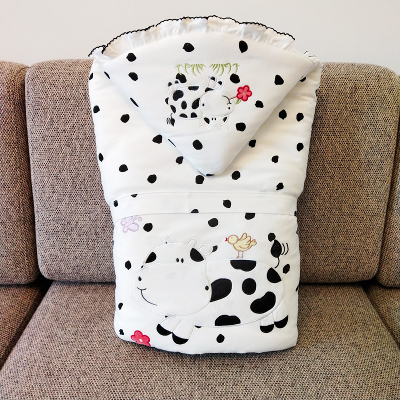 初生婴儿抱被牛宝宝纯棉包被卡通春秋冬加厚新生儿襁褓可脱胆被子