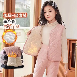 校服神器羽绒服内胆初中生套校服内搭保暖裤套装轻薄男女童中大童
