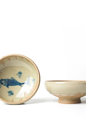 手绘陶瓷品杯景德镇青花瓷茶杯茶具品茗杯主人杯茶盏 年年有鱼