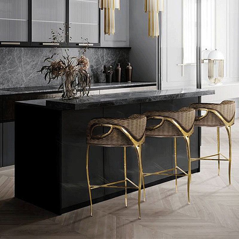 意式轻奢纯铜高端吧台椅设计师酒店别墅高脚凳极简鹰眼靠背单人椅,住宅家具,家用高脚椅,淘宝优惠券,粉丝福利购,淘宝优惠卷