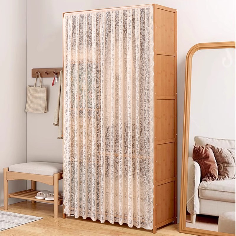 免打孔橱柜帘遮挡布帘子定制自粘式鞋柜开放式书衣柜防尘隔断门帘