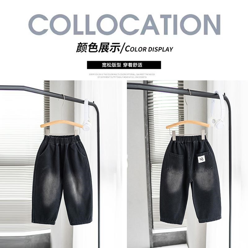加绒加厚儿童牛仔裤男童女童休闲裤中小童洋气宽松冬季长裤冬装潮