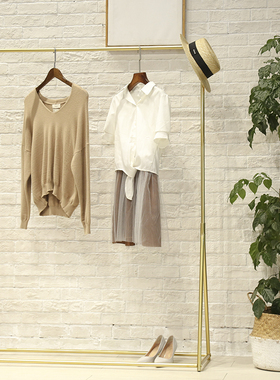 服装店展示架金色服装架女装店货架落地式挂衣架衣服陈列架子铁艺