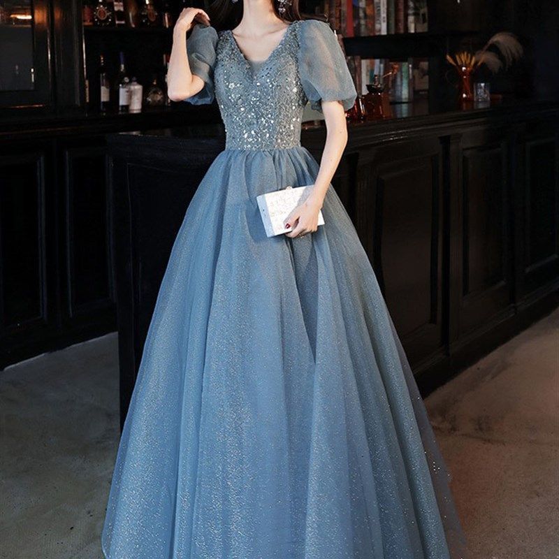 法式艺考表演礼服女成人礼生日宴会轻奢小众气质名媛婚礼伴娘长裙