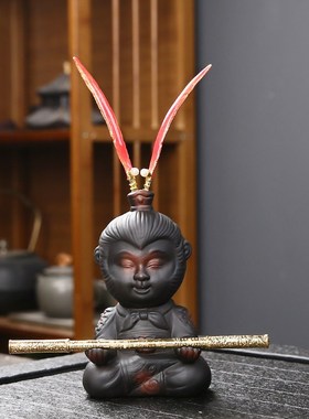 孙悟空紫陶家居装饰品摆件玄关客厅办公室摆设工艺品精品茶玩茶宠