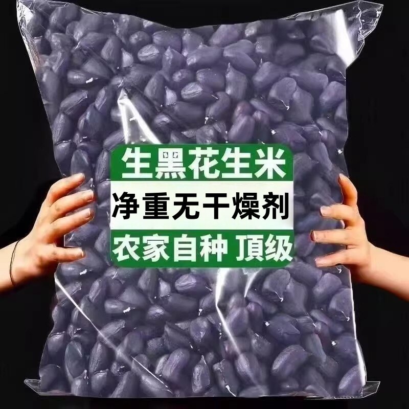 云南富硒生黑花生米去壳黑紫皮生花生米黑花生新鲜可种滋补养生饮
