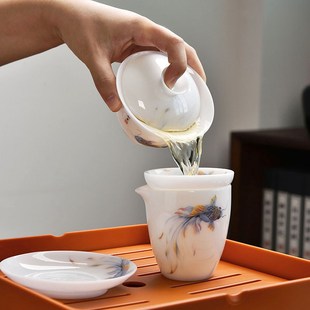 唐舍冰种玉瓷旅行茶具户外便携茶具盖碗旅行收纳包简约泡茶小套装